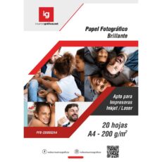 Papel Fotográfico Brillante 200g 20 hojas A4