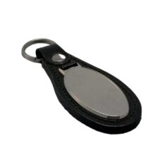 Llavero Metal y EcoCuero Dome Ovalado