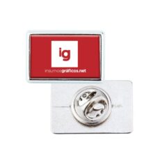 Pin Dome Cromo Plata Rectangular