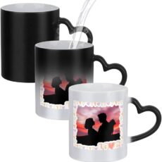 Taza Cerámica Mágica Negra Asa Corazón x 1