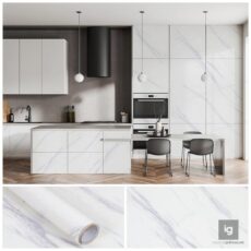 Vinilo Simil Piedra Mármol Blanco 122 cm