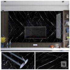 Vinilo Simil Piedra Mármol Negro 122 cm