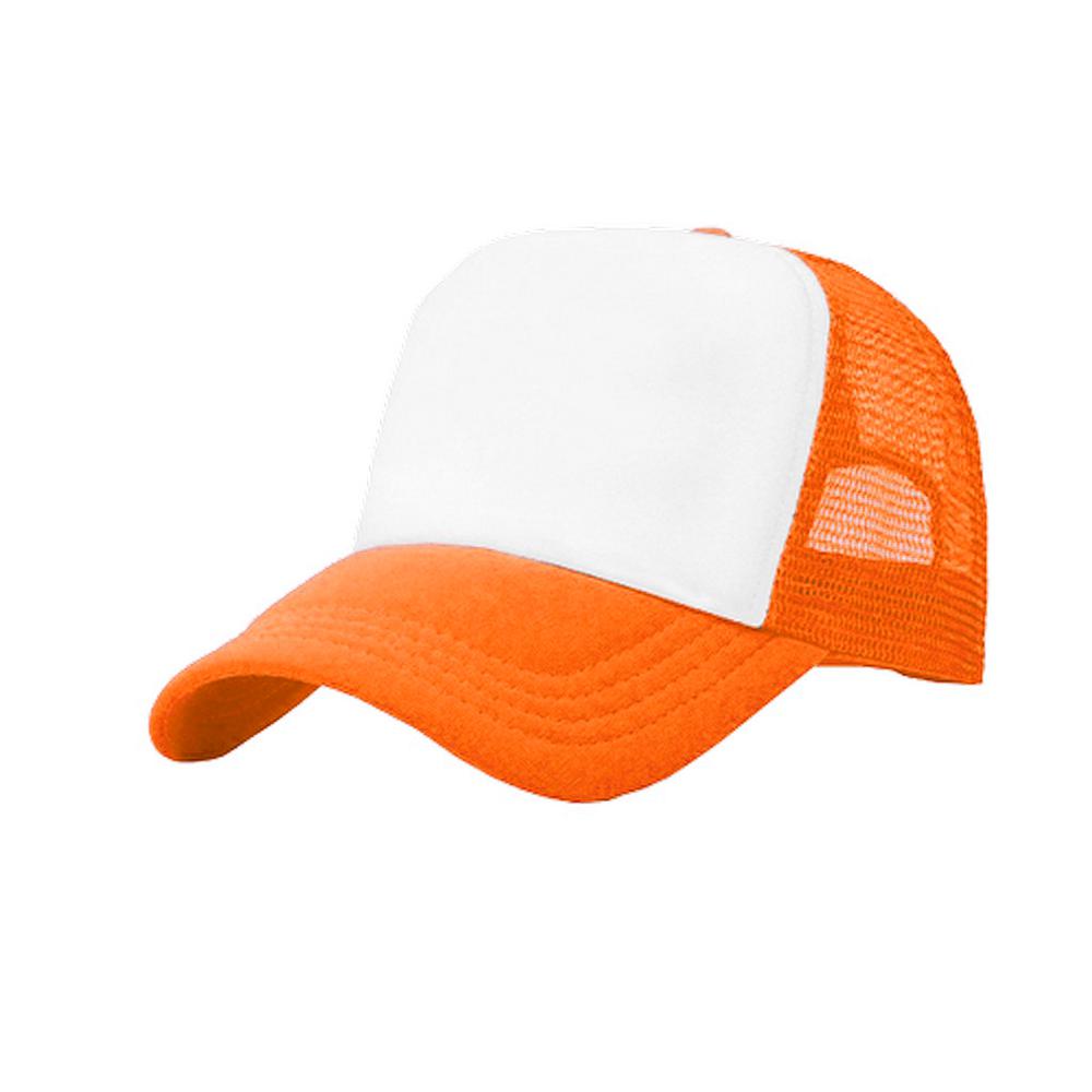Gorra Trucker Naranja Frente Blanco